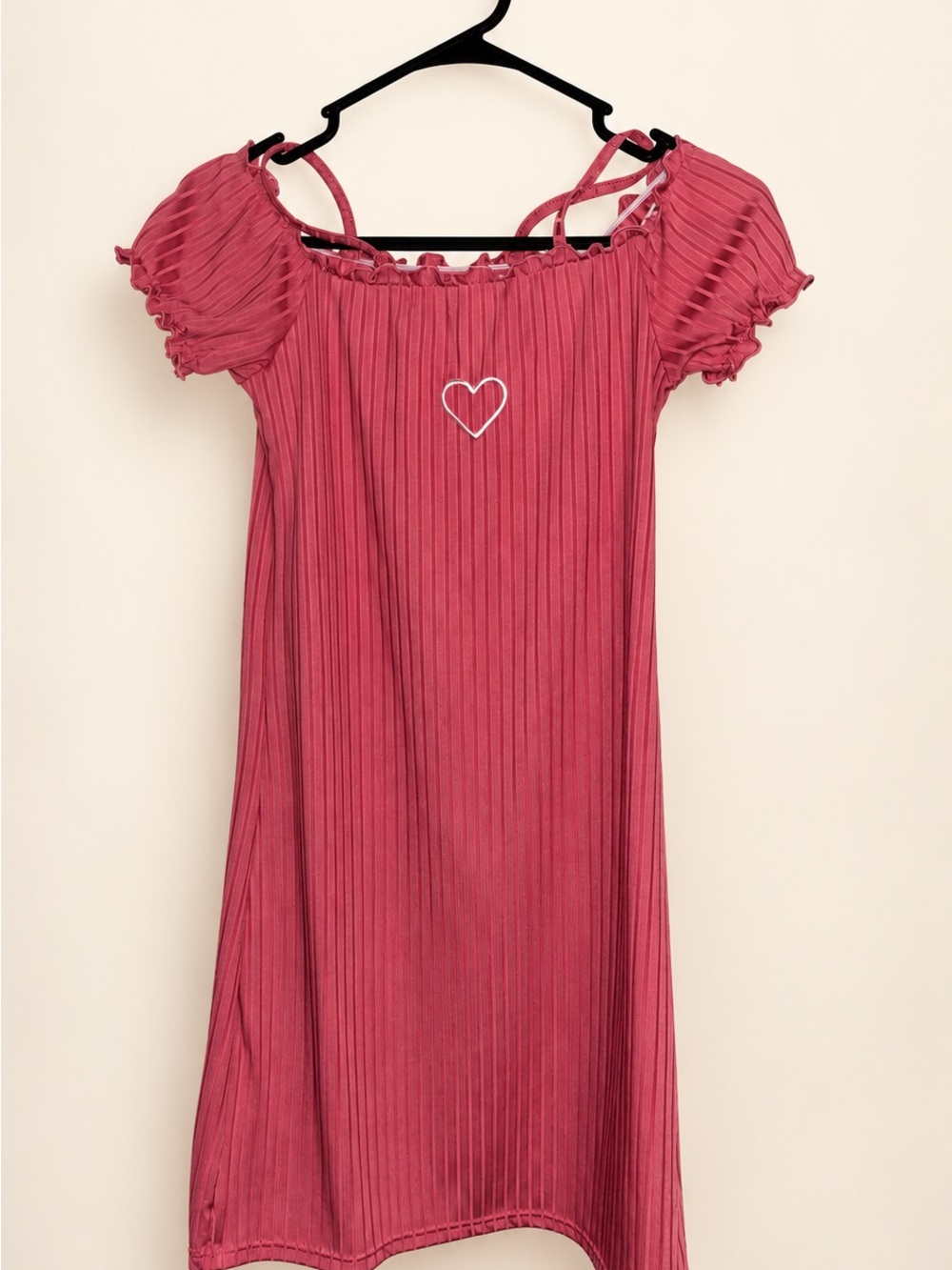 SHEIN Pink Pleated Dress with Heart Accent